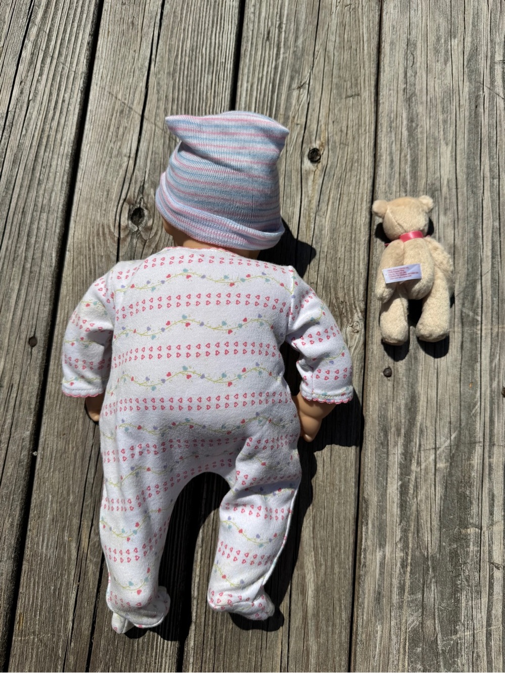 American Girl Baby Doll in Pink & White Sleep Outfit with Plush Bear - Picture 4 of 15